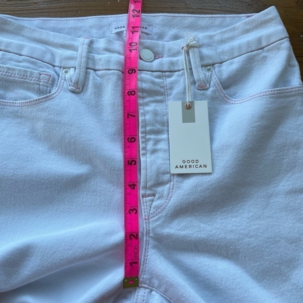 Good American Good Legs White w pink stitching Straight Jean Sz 6/28 Item# 3T - Picture 8 of 10